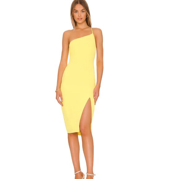 Lovers + Friends Lazo One Shoulder Midi Dress in Sunshine Yellow Size XS $178 - Picture 1 of 6